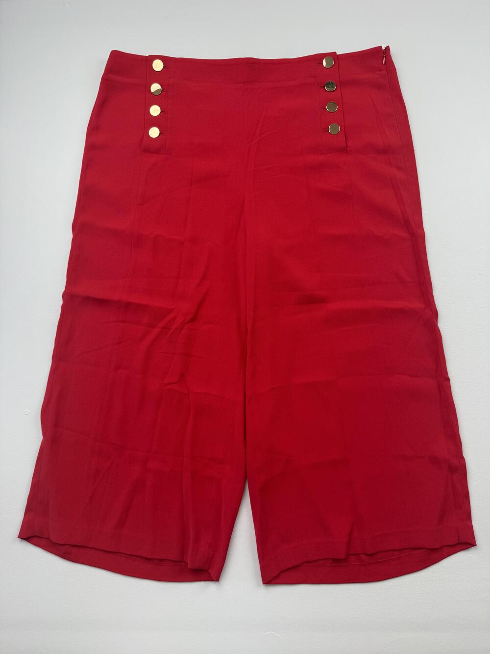 LOFT Pants Womens 18 Red Crepe Cropped Sailor Button Dress Pants Work Office